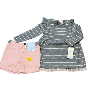 CAT AND JACK pink shorts, knit gray dress size 18 months new with tags
